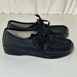 Softspots Shoes Womens 7.5 W Black Bonnie Lite Oxford Leather Lace Up Casual